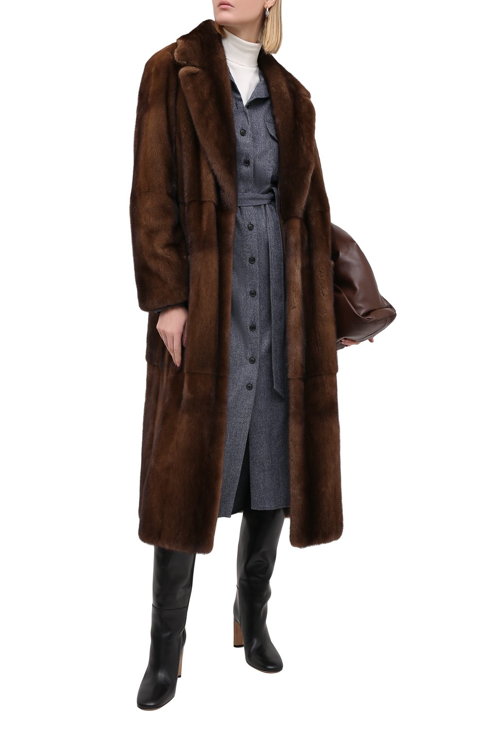 Норковая шуба с поясом SIMONETTA RAVIZZA, арт. CAR0L3/DB, фото 2