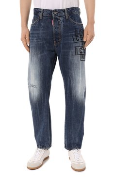 Мужские джинсы icon DSQUARED2 синего цвета, арт. S79LA0072/S30309 | Фото 3 (Силуэт М (брюки): Прямые; Кросс-КТ: Деним; Длина (брюки, джинсы): Стандартные; Стили: Гранж; Материал сплава: Проставлено; Материал внешний: Хлопок, Деним; Детали: Потертости; Драгоценные камни: Проставлено)