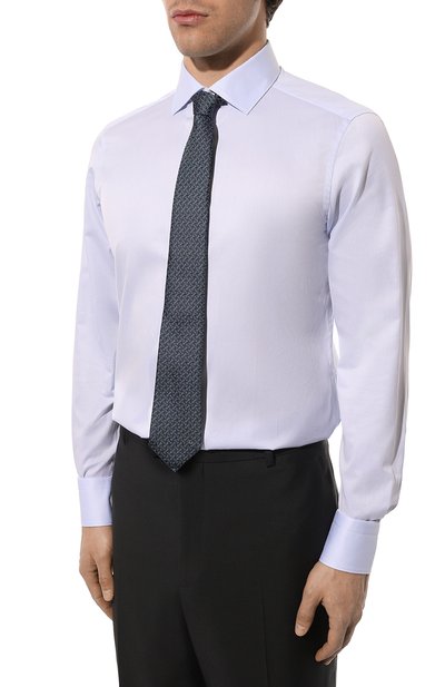Хлопковая сорочка ZEGNA голубого цвета по цене 59950 руб., арт. 9MS0MT-CT1501, фото 3 Хлопковая сорочка ZEGNA, арт. 9MS0MT-CT1501, фото 3