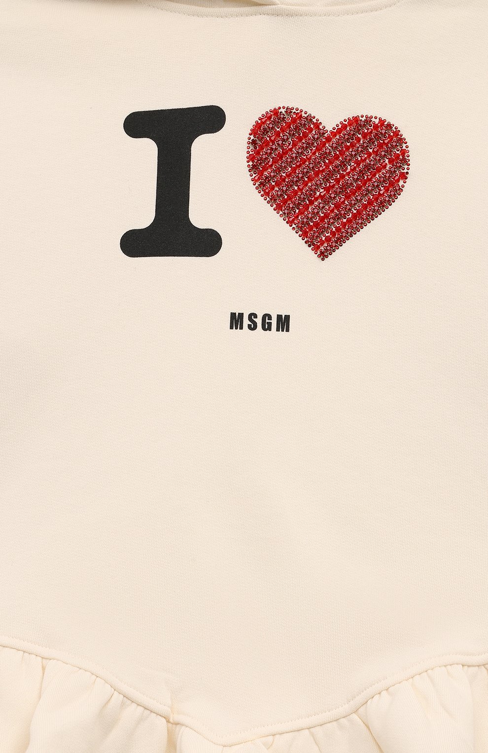 Хлопковое худи MSGM KIDS кремового цвета по цене 14550 руб., арт. F4MSJGHS141, фото 3 Хлопковое худи MSGM KIDS, арт. F4MSJGHS141, фото 3