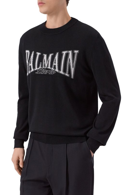 Шерстяной джемпер Balmain FH0KD000/KJ26 Чёрно-белый  FH0KD000/KJ26 Фото 3