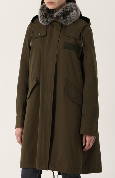 Хлопковая парка свободного кроя с меховой отделкой YS ARMY PARIS, арт. 8EFM01094F24W, фото 3