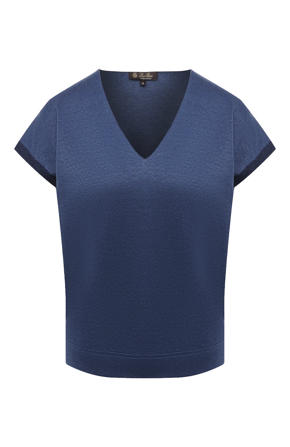 Льняной топ LORO PIANA темно-синего цвета по цене 119000 руб., арт. FAL0798, фото 1 Льняной топ LORO PIANA, арт. FAL0798, фото 1