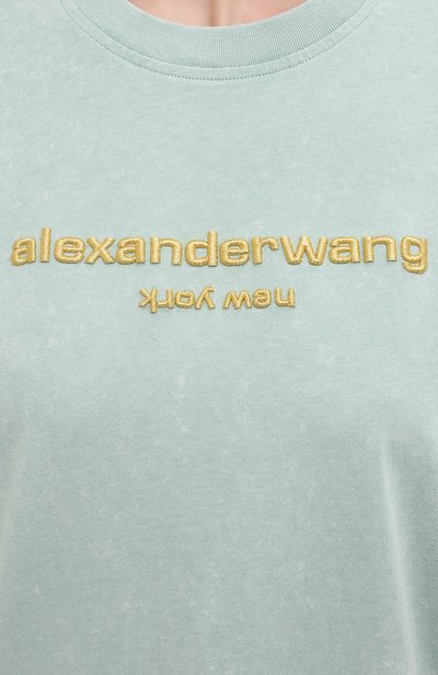 Хлопковая футболка ALEXANDER WANG голубого цвета по цене 31100 руб., арт. UCC1211030, фото 5 Хлопковая футболка ALEXANDER WANG, арт. UCC1211030, фото 5