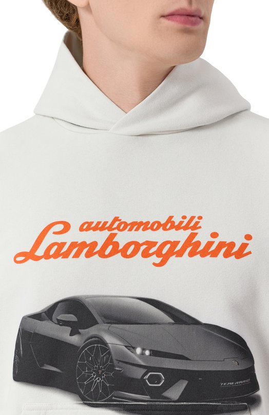 Хлопковое худи Balenciaga x Automobili Lamborghini Balenciaga 767877/TSVT9 Кремовый  767877/TSVT9 Фото 5