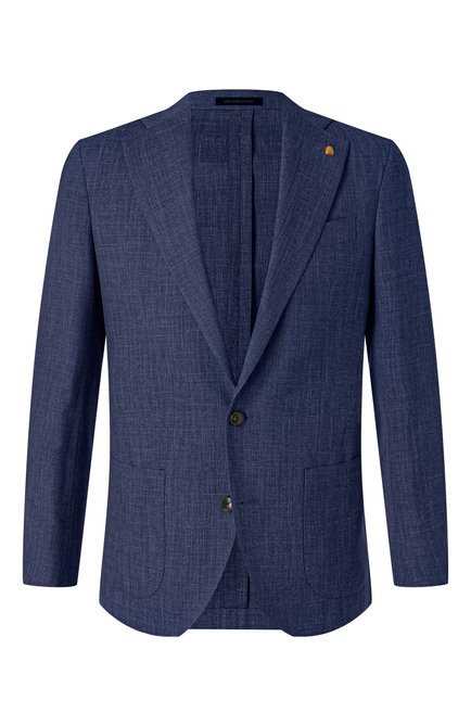 Мужской пиджак из шерсти и шелка SARTORIA LATORRE темно-синего цвета, арт. EF74/UH0384 | Фото 1 (Материал внешний: Шерсть; Материал сплава: Проставлено; Длина (для топов): Стандартные; Рукава: Длинные; Драгоценные камни: Проставлено)