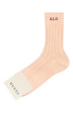 Детские хлопковые носки GUCCI светло-розового цвета, арт. 623811 3K012 | Фото 1 (Нос: Не проставлено; Материал: Хлопок, Текстиль; Материал сплава: Проставлено; Мальчики Кросс-КТ: Носки)