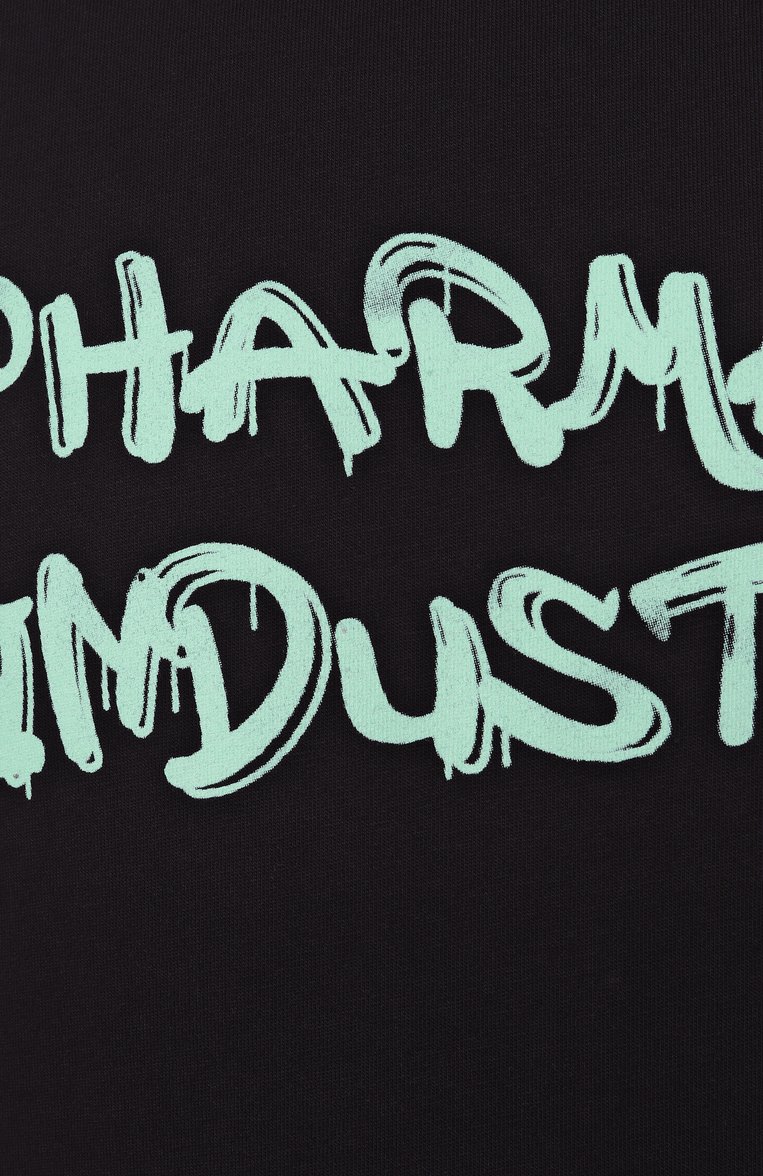 Мужская хлопковая футболка PHARMACY INDUSTRY черного цвета, арт. PHABM00186 | Фото 6 (Рукава: Короткие; Материал внешний: Хлопок; Длина (для топов): Стандартные; Принт: С принтом; Стили: Гранж; Мужское Кросс-КТ: Футболка-одежда; Авт�оматизация ТО: Проставлено; Детали: Без декора; Автоматизация состава: Проставлено)