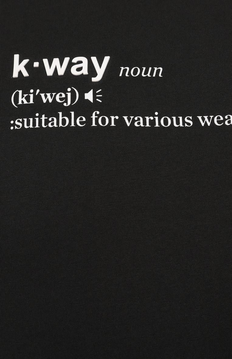 Мужская хлопковая футболка K-WAY черного цвета, арт. K3136DW | Фото 6 (Длина (для топов): Стандартные; Материал внешний: Хлопок; Рукава: Короткие; Принт: С принтом; Стили: Кэжуэл; Мужское Кросс-КТ: Футболка-одежда; Кросс-КТ: Джерси)