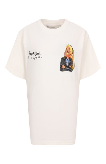 Женская хлопковая футболка DOMREBEL белого цвета, арт. B0RED/T-SHIRT | Фото 1 (Рукава: Короткие; Длина (для топов): Стандартные; Материал сплава: Проставлено; Материал внешний: Хлопок; Драгоценные камни: Проставлено)