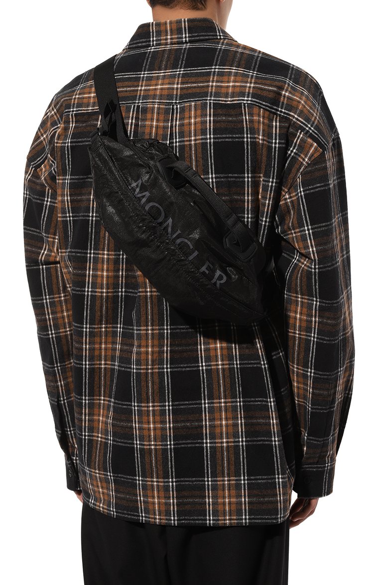 Мужская текстильная поясная-сумка MONCLER черного цвета, арт. I2-09A-5M00004-M3409 | Фото 2 (Размер: medium; Материал: Текстиль; Ремень/цепочка: На ремешке; Случай: Повседневный)
