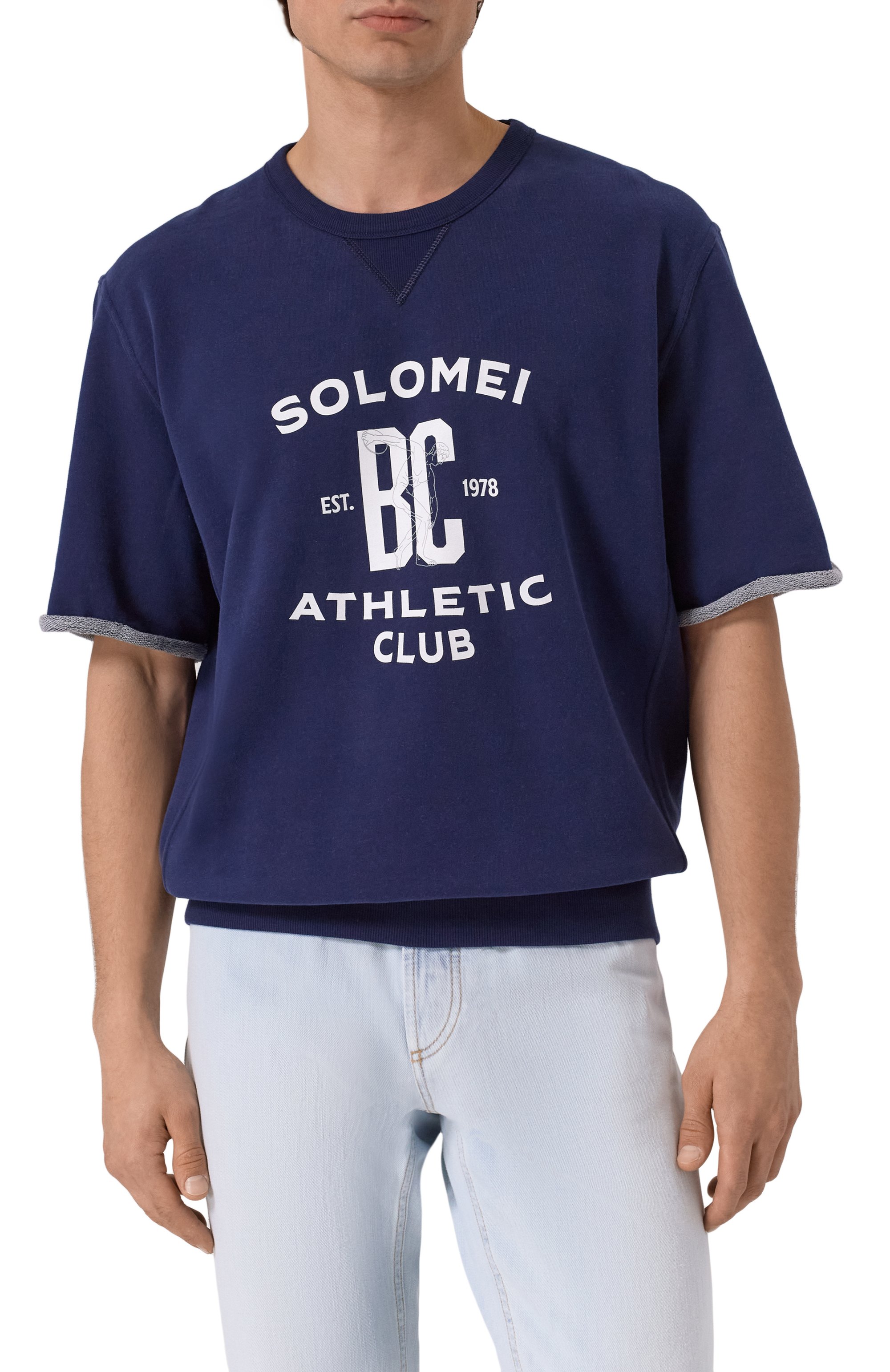 Хлопковый свитшот BRUNELLO CUCINELLI темно-синего цвета по цене 88800 руб., арт. MN05N3378G, фото 3 Хлопковый свитшот BRUNELLO CUCINELLI, арт. MN05N3378G, фото 3