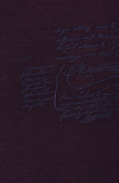 Мужской шерстяной джемпер BERLUTI фиолетового цвета, арт. R15KRL115-005 | Фото 5 (Рукава от горловины: Длинные; Материал внешний: Шерсть; Длина (для топов): Стандартные; Рукава: Длинные; Статус проверки: Проверена категория, Проверено; Мужское Кросс-КТ: Джемперы; Принт: С принтом; Вырез: Круглый; Материал сплава: Проставлено, Проверено; Драгоценные камни: Проставлено; Стили: Кэжуэл)