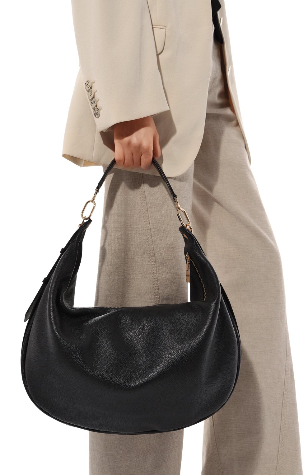 Сумка oyster hobo large BORBONESE черного цвета по цене 78200 руб., арт. 923739, фото 2 Сумка oyster hobo large BORBONESE, арт. 923739, фото 2