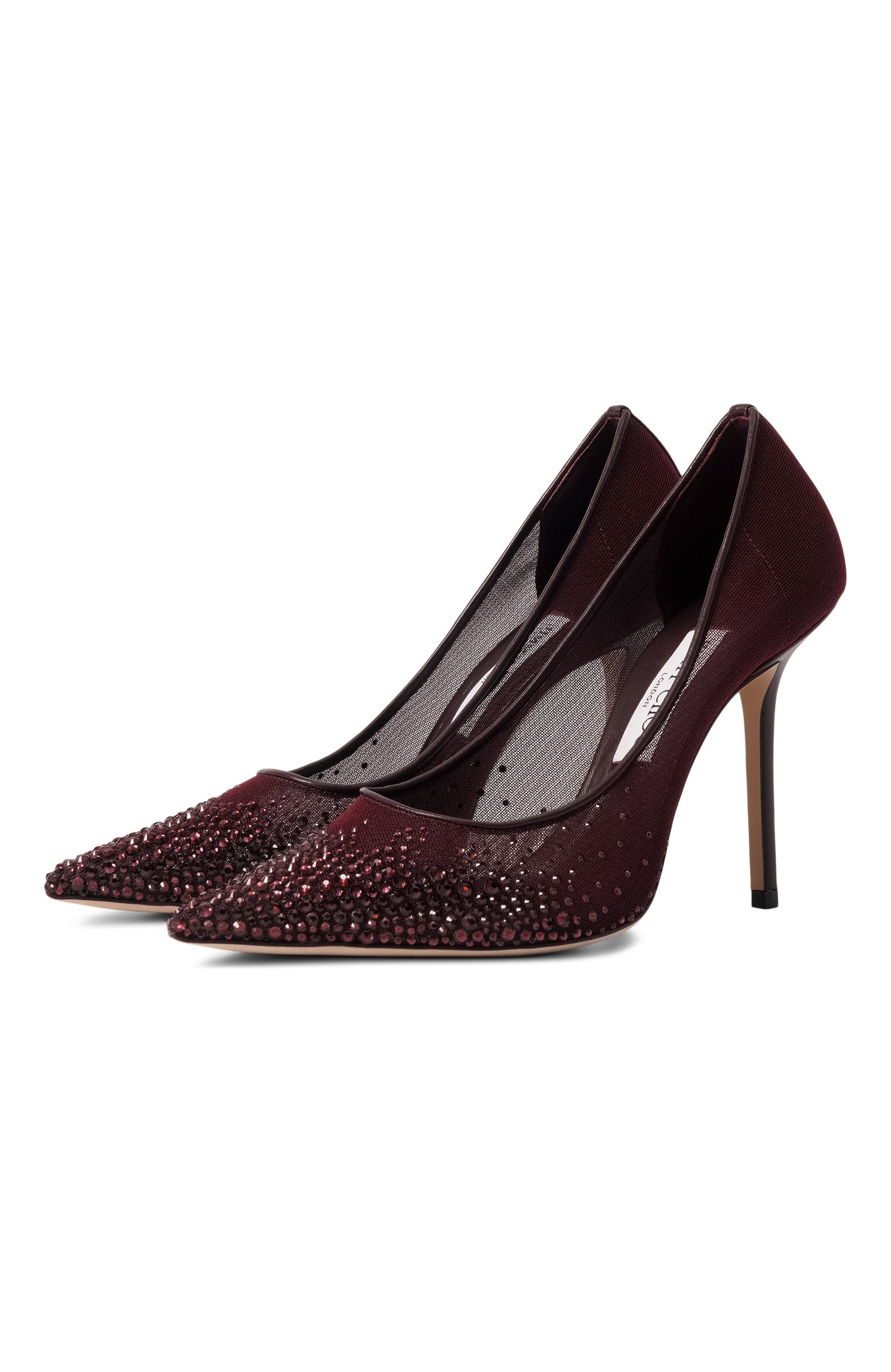 Текстильные туфли love 100 JIMMY CHOO бордового цвета по цене 158500 руб., арт. L0VE100NYT, фото 1 Текстильные туфли love 100 JIMMY CHOO, арт. L0VE100NYT, фото 1