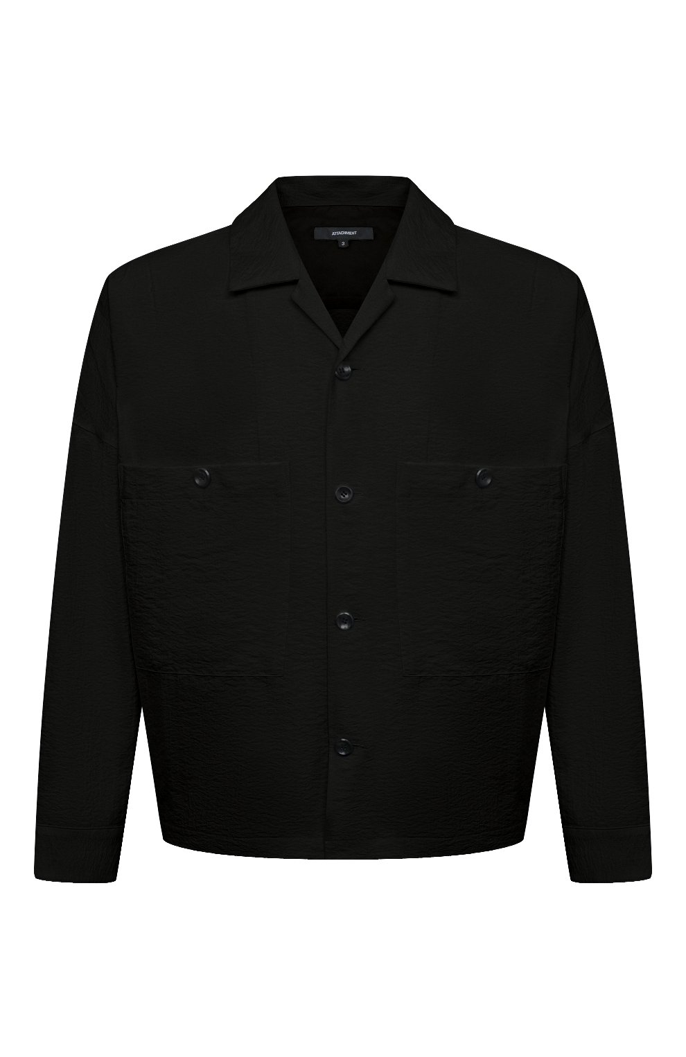 Шелковая куртка-рубашка KAZUYUKI KUMAGAI черного цвета по цене 63800 руб., арт. AS21-010, фото 1 Шелковая куртка-рубашка KAZUYUKI KUMAGAI, арт. AS21-010, фото 1