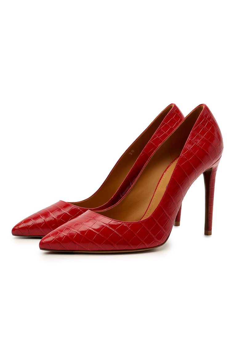 Женские туфли из кожи крокодила celia RALPH LAUREN красного цвета, арт. 807844070/CNIL | Фото 1 (Материал внутренний: Натуральная кожа; Материал внешний: Экзотическая кожа, Натуральная кожа; Подошва: Плоская; Каблук высота: Высокий; Каблук тип: Шпилька; Материал сплава: Проставлено; Драгоценные камни: Проставлено)