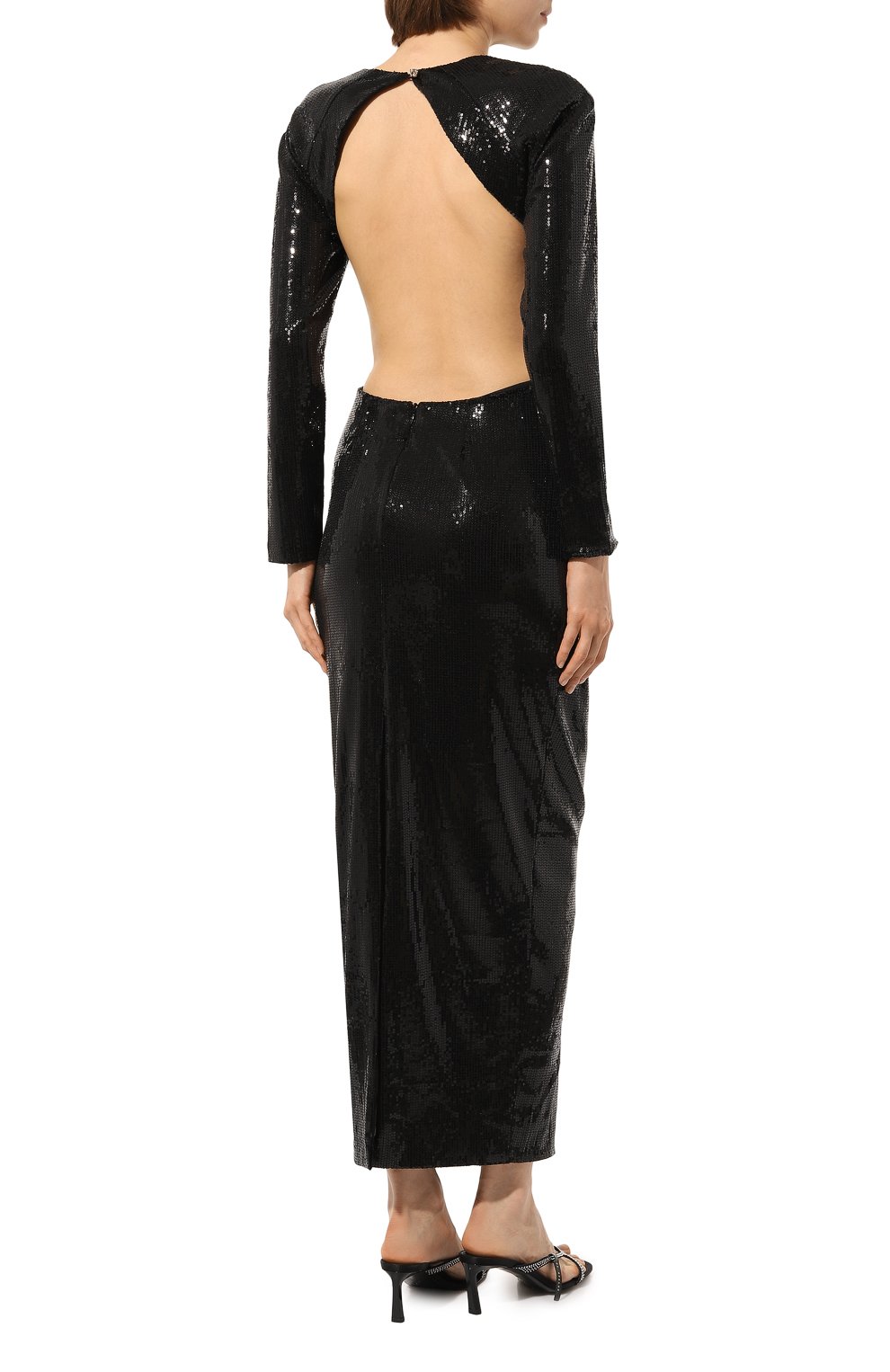 Платье с отделкой пайетками SASHA KIM черного цвета по цене 42000 руб., арт. УТ-00001315, фото 4 Платье с отделкой пайетками SASHA KIM, арт. УТ-00001315, фото 4