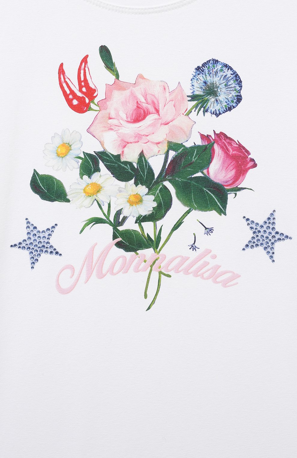 Хлопковая футболка MONNALISA белого цвета по цене 9975 руб., арт. 19C605, фото 3 Хлопковая футболка MONNALISA, арт. 19C605, фото 3