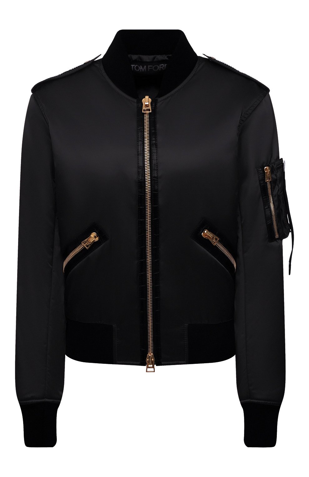 Бомбер TOM FORD черного цвета по цене 313500 руб., арт. CSL687-LET005, фото 1 Бомбер TOM FORD, арт. CSL687-LET005, фото 1