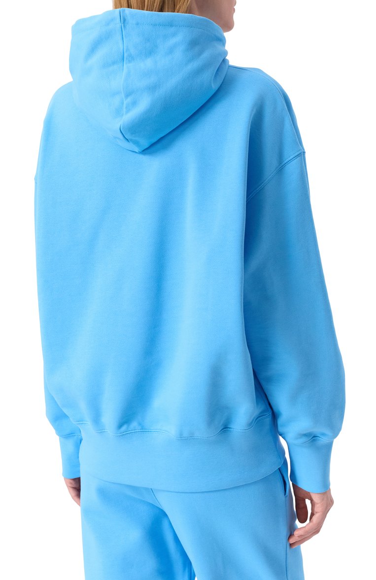 Женский хлопковое худи MSGM голубого цвета, арт. 3841MDM515/257000 | Фото 4 (Материал сплава: Проставлено; Длина (для топов): Стандартные; Драгоценные камни: Проставлено; Рукава: Длинные; Женское Кросс-КТ: Худи-одежда; Стили: Спорт-шик; Материал внешний: Хлопок)