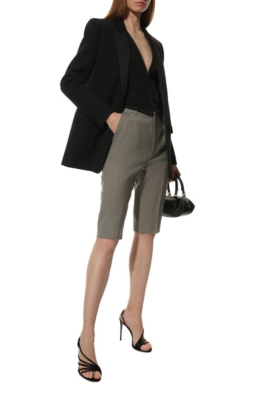 Шерстяные шорты Saint Laurent Серый, фото 2