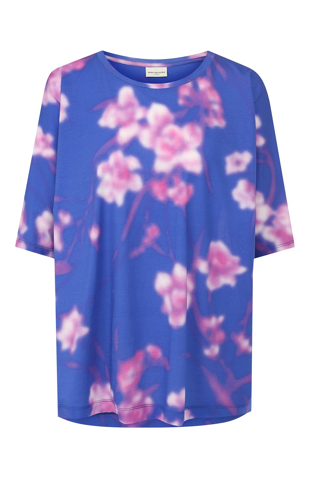 Хлопковая футболка DRIES VAN NOTEN синего цвета по цене 26200 руб., арт. 191-11193-7624, фото 1 Хлопковая футболка DRIES VAN NOTEN, арт. 191-11193-7624, фото 1
