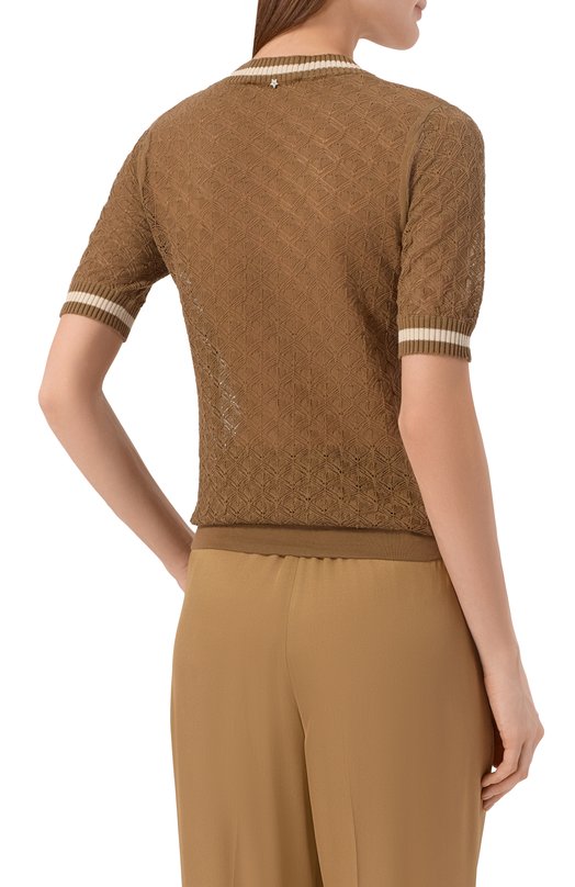 Хлопковый пуловер Lorena Antoniazzi E26110TM44A/1329 Бежевый  E26110TM44A/1329 Фото 4