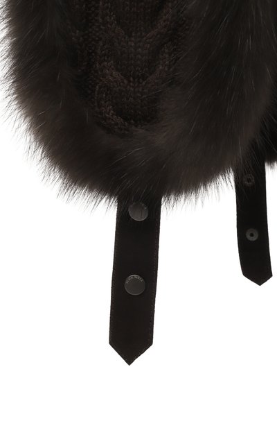 Кашемировая шапка-ушанка с мехом соболя BLACK SABLE, арт. BS-FHK-EB, фото 3