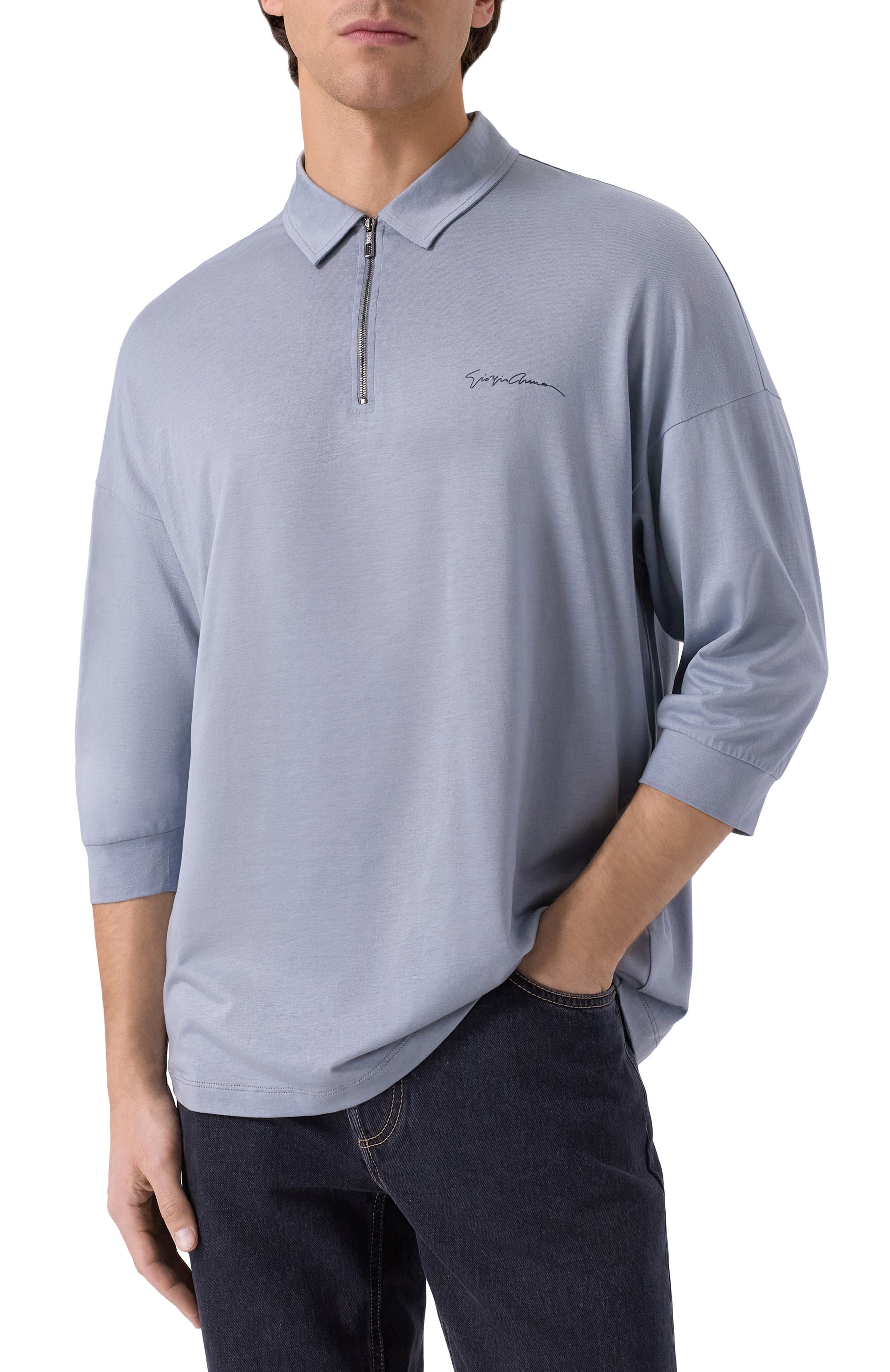 Поло из лиоцелла и хлопка GIORGIO ARMANI, арт. 3DSF53/SJCBZ, фото 3