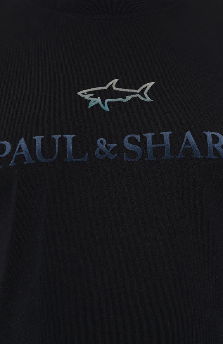 Мужская хлопковая футболка PAUL&SHARK темно-синего цвета, арт. 14311604/6XL | Фото 5 (Рукава: Короткие; Драгоценные камни: Проставлено; Длина (для топов): Удлиненные; Материал внешний: Хлопок; Материал сплава: Проставлено; Принт: С принтом; Стили: Кэжуэл)