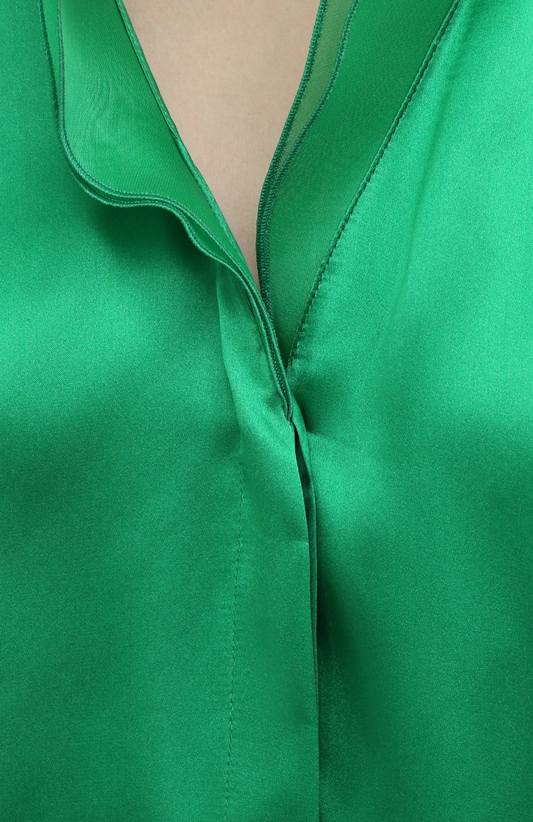Женская шелковая блузка RALPH LAUREN зеленого цвета, арт. 290864930 | Фото 5 (Материал внешний: Шелк; Длина (для топов): Стандартные; Женское Кросс-КТ: Блуза-одежда; Принт: Без принта; Стили: Романтичный; Драгоценные камни: Проставлено; Нос: Не проставлено; Материал сплава: Проставлено)