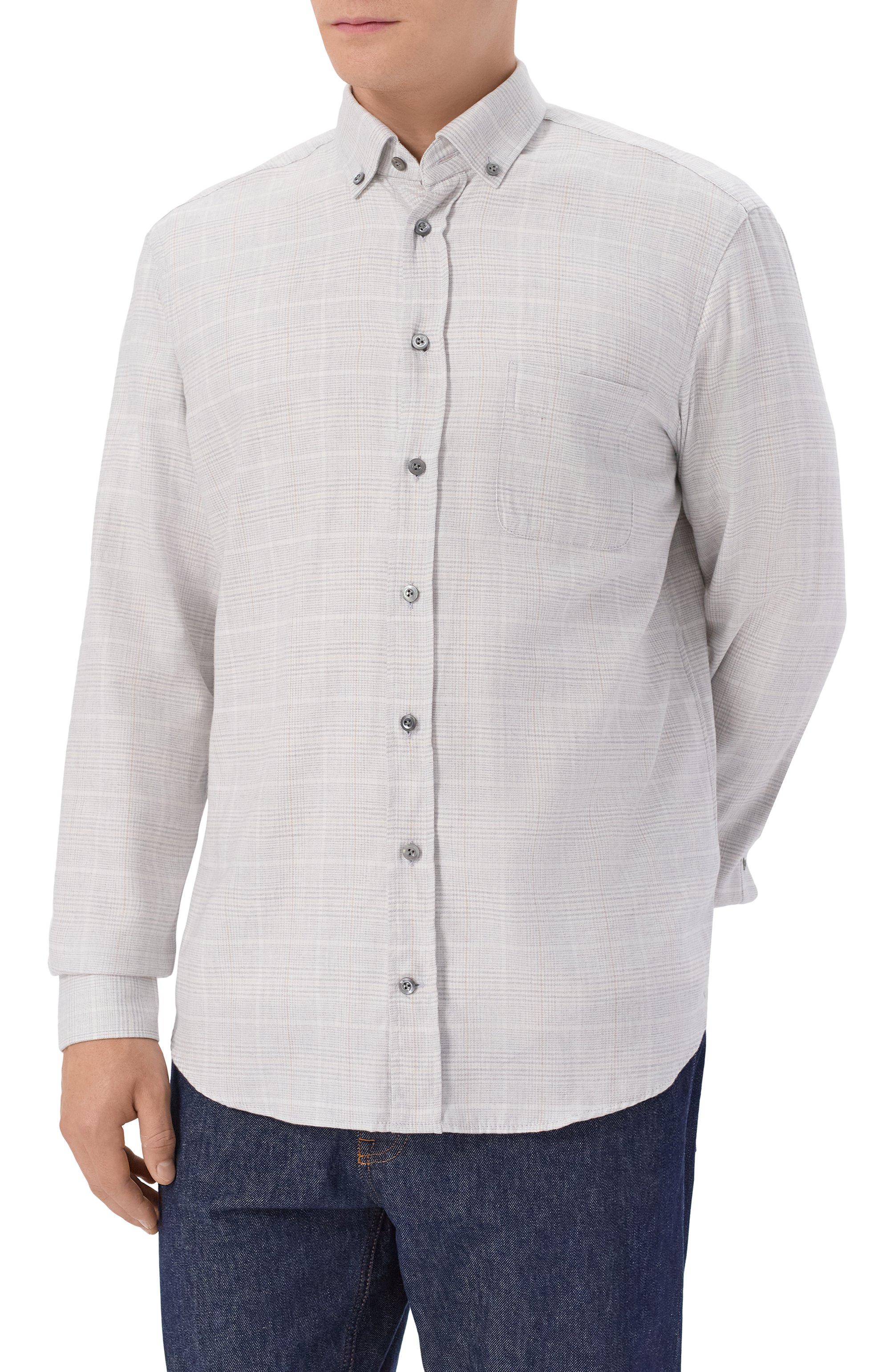 Рубашка из хлопка и лиоцелла VAN LAACK светло-серого цвета по цене 39500 руб., арт. VL-R0Y-PTFK/156633, фото 3 Рубашка из хлопка и лиоцелла VAN LAACK, арт. VL-R0Y-PTFK/156633, фото 3