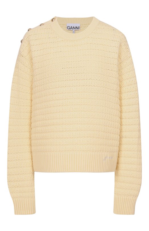 Свитер из шерсти и хлопка Ganni K2607/2733 Кремовый K2607/2733