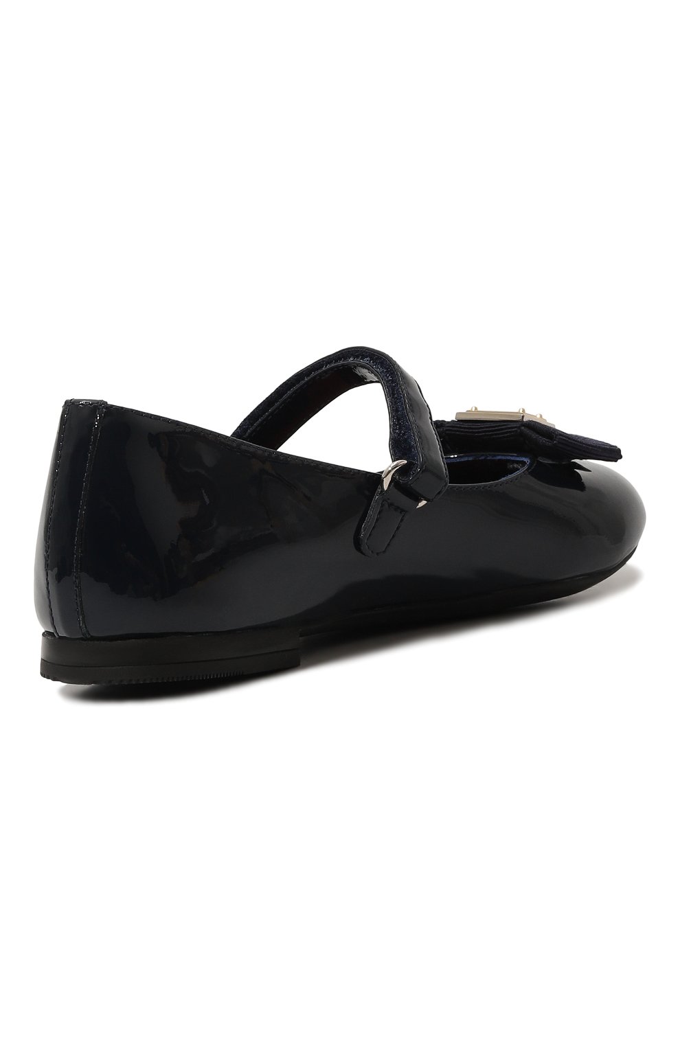 Кожаные балетки DOLCE & GABBANA темно-синего цвета по цене 39550 руб., арт. D11193/A5291/29-36, фото 3 Кожаные балетки DOLCE & GABBANA, арт. D11193/A5291/29-36, фото 3