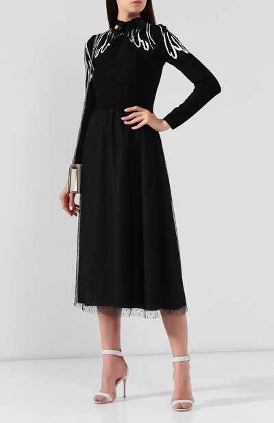 Платье-миди REDVALENTINO черно-белого цвета по цене 89700 руб., арт. SR3KDA78/4G9, фото 2 Платье-миди REDVALENTINO, арт. SR3KDA78/4G9, фото 2