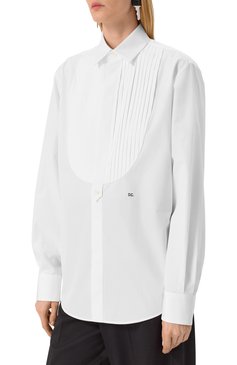 Женская хлопковая рубашка DSQUARED2 белого цвета, арт. S75DL0892/S35244 | Фото 3 (Драгоценные камни: Проставлено; Длина (для топов): Удлиненные; Материал внешний: Хлопок; Рукава: Длинные; Материал сплава: Проставлено; Женское Кросс-КТ: Рубашка-одежда; Принт: Без принта; Стили: Классический)