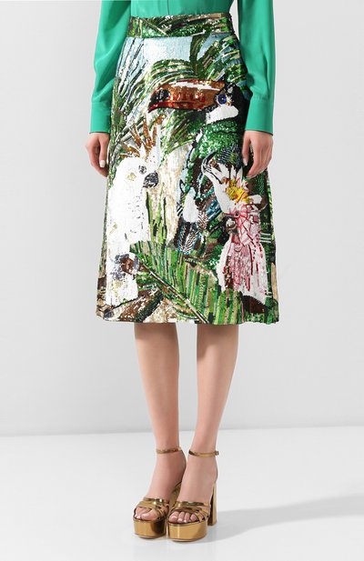 Шелковая юбка с пайетками DOLCE & GABBANA, арт. F4BV7Z/GD0D8, фото 3