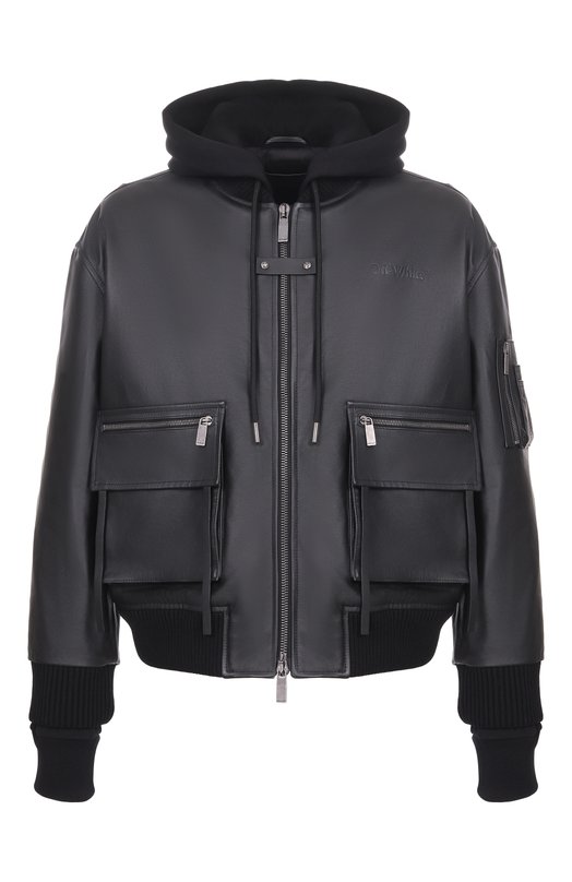 Кожаный бомбер Off-White 0MJA13SS26LEA001 Чёрный 0MJA13SS26LEA001