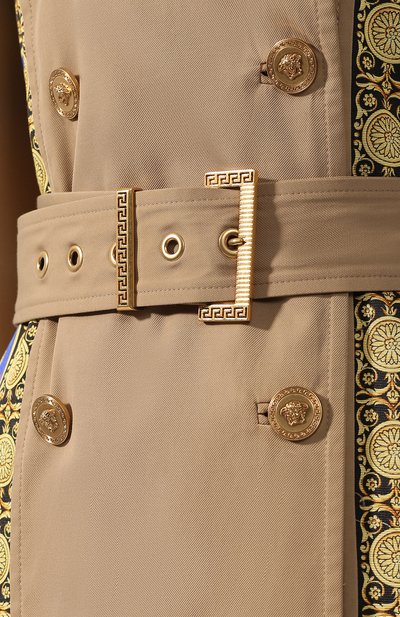 Двубортное пальто из смеси хлопка и шелка с поясом VERSACE, арт. A80526/A226862, фото 5