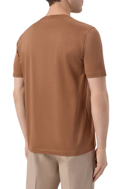 Хлопковая футболка CORNELIANI коричневого цвета по цене 33650 руб., арт. 27G500/2725000, фото 4 Хлопковая футболка CORNELIANI, арт. 27G500/2725000, фото 4