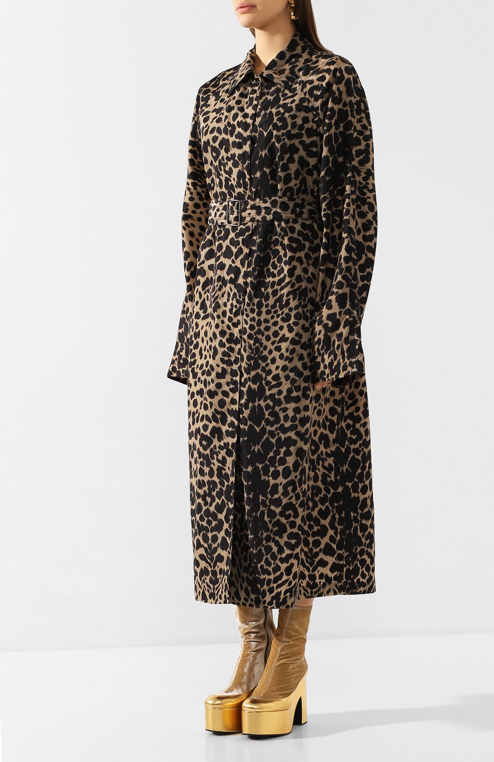 Плащ с поясом DRIES VAN NOTEN леопардового цвета по цене 197500 руб., арт. 201-10230-9087, фото 3 Плащ с поясом DRIES VAN NOTEN, арт. 201-10230-9087, фото 3