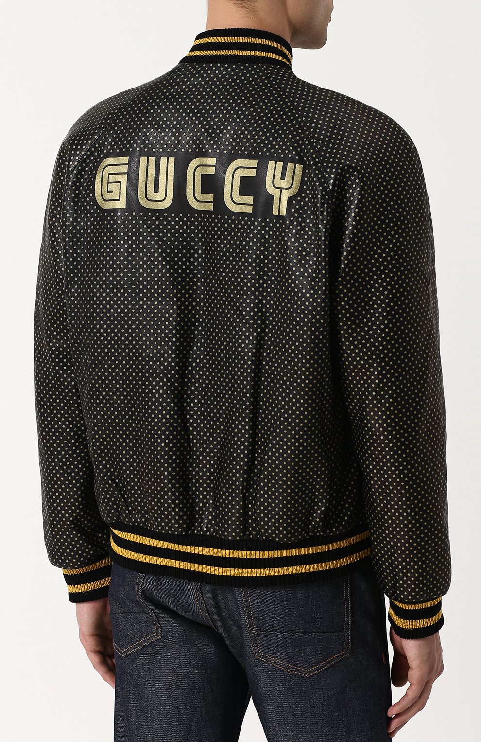 Кожаный бомбер на молнии с принтом GUCCI, арт. 519556/XG641, фото 4