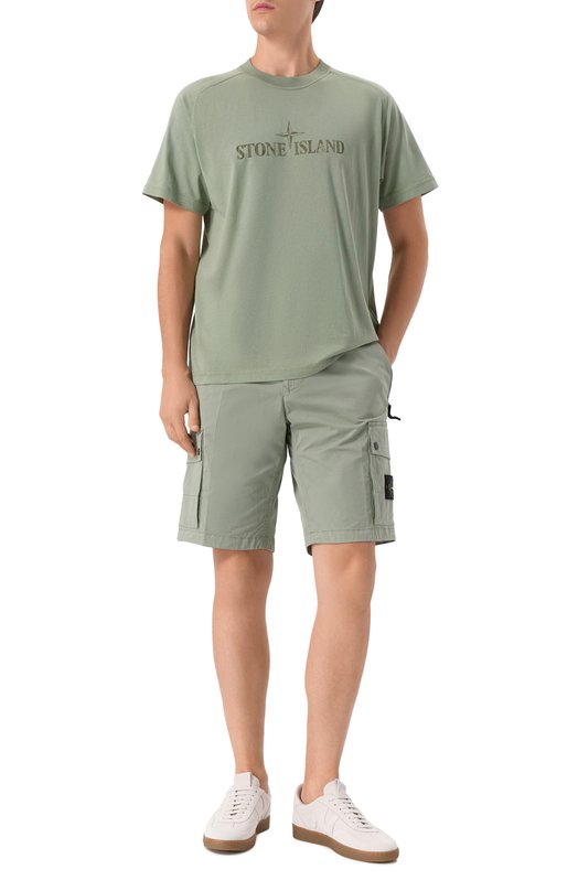 Хлопковые шорты Stone Island K1S15L100011S0010 Хаки  K1S15L100011S0010 Фото 2