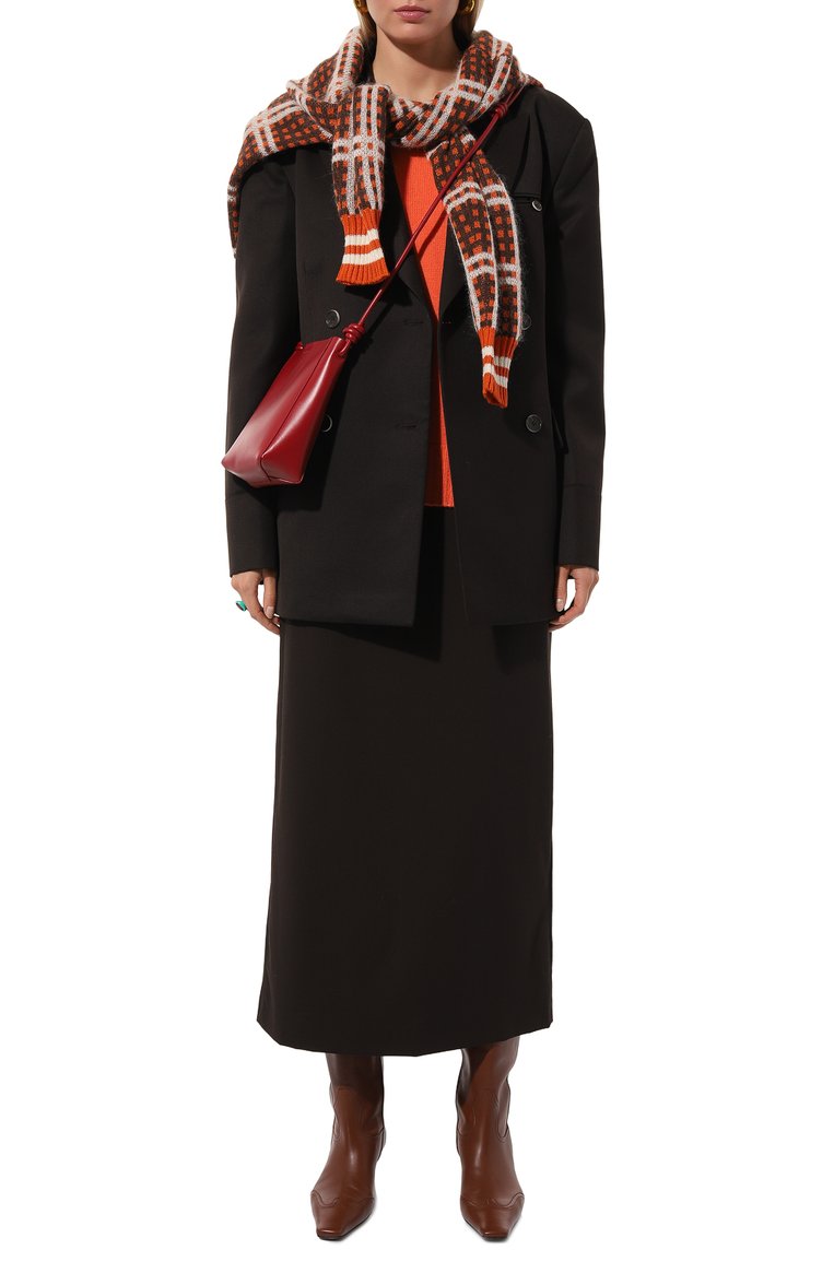 Женская сумка giro JIL SANDER бордового цвета, арт. J07WG0002/P5864 | Фото 7 (Размер: mini; Ремень/цепочка: На ремешке; Материал: Натуральная кожа; Сумки-технические: Сумки через плечо)