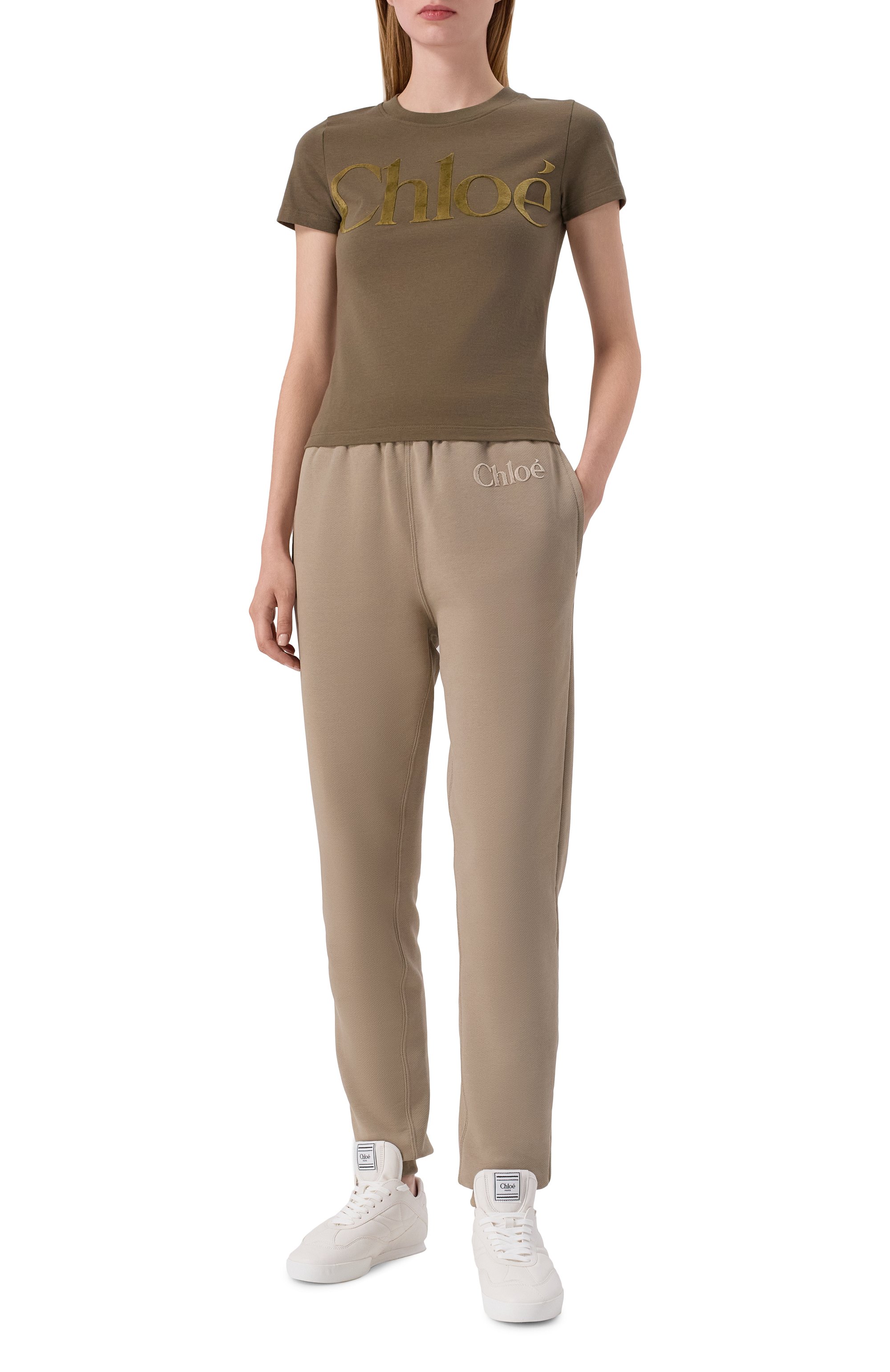Хлопковые джоггеры CHLOÉ, арт. CHC24WJT02191, фото 2