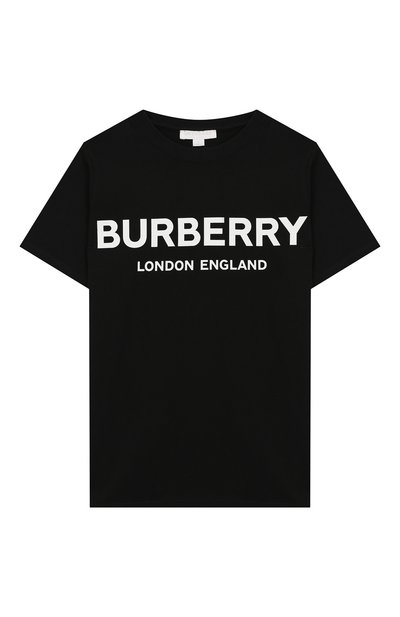 Хлопковая футболка BURBERRY черного цвета по цене 10750 руб., арт. 8008881, фото 1 Хлопковая футболка BURBERRY, арт. 8008881, фото 1
