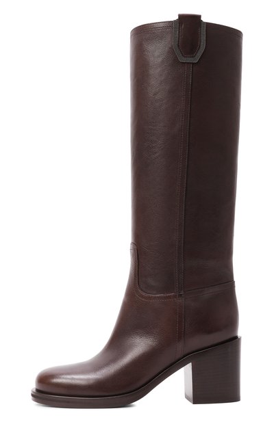 Кожаные сапоги BRUNELLO CUCINELLI темно-коричневого цвета по цене 251000 руб., арт. MZ0RC3110, фото 4 Кожаные сапоги BRUNELLO CUCINELLI, арт. MZ0RC3110, фото 4