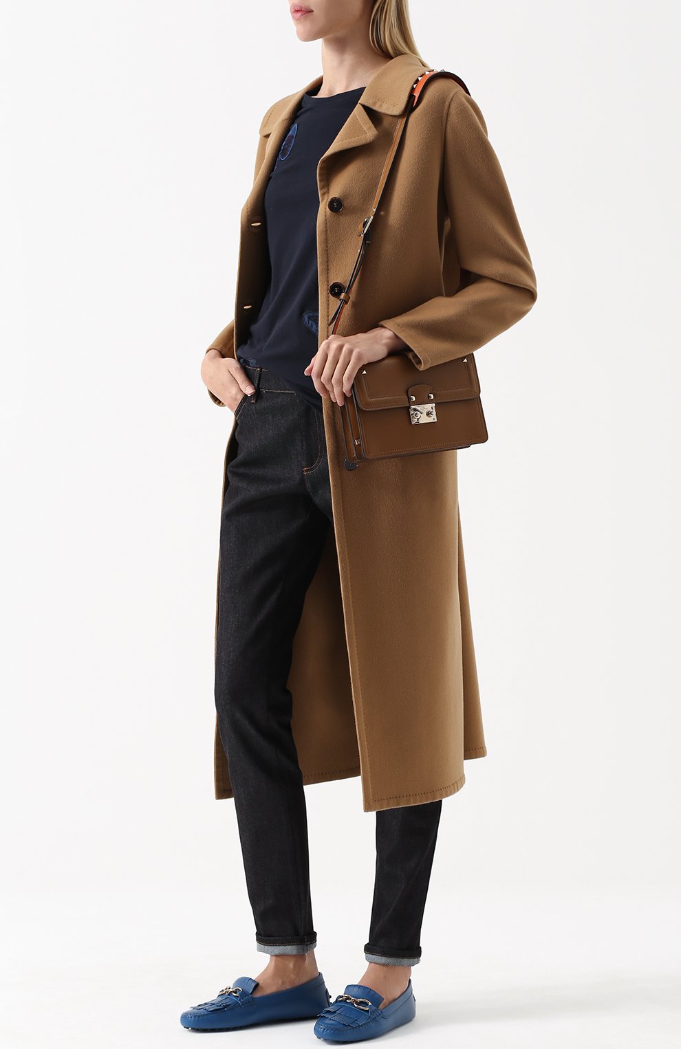 Джинсы прямого кроя с контрастной прострочкой и декоративными шипами VALENTINO, арт. MB3DD03L/2HN, фото 2