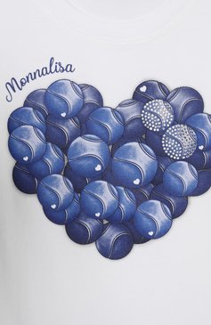 Детская хлопковая футболка MONNALISA белого цвета, арт. 19E604 | Фото 3 (Материал внешний: Хлопок; Рукава: Короткие; Девочки Кросс-КТ: футболка-одежда; Ростовка одежда: 10 - 11 лет | 140 - 146см, 12 лет | 152 см, 2 года | 92 см, 3 года | 98 см, 4 года | 104 см, 5 лет | 110 см, 6 лет | 116 см, 7 лет | 122 см, 8 лет | 128 см)